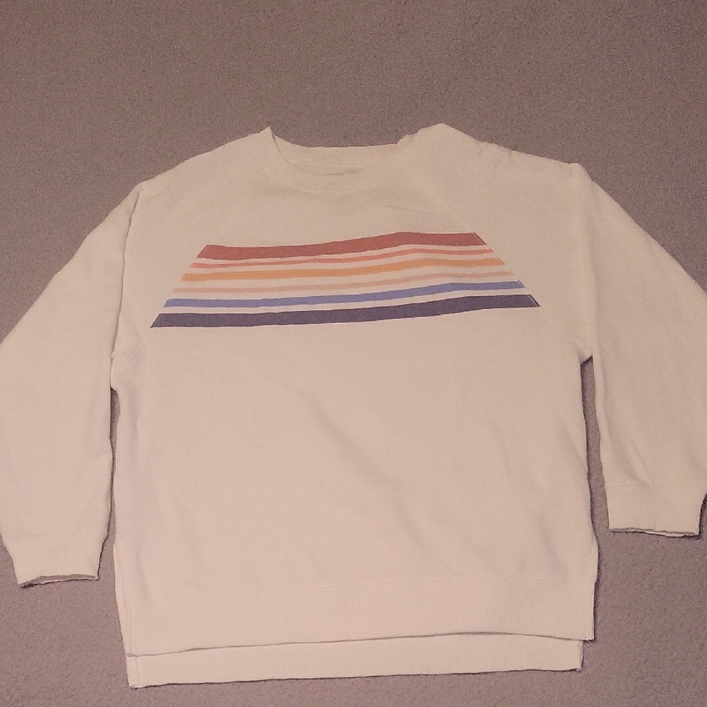 American Eagle Outfitters Cream Sweater with Colorful Stripes